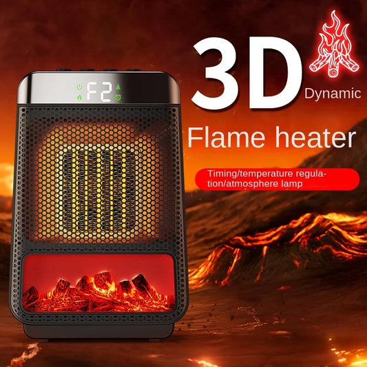 Fan Heater 3D Dynamic Flame Bathroom Home Heater 1500W Portable Household ECO Electric Heater PTC Fast Heating Shake Head Warmer